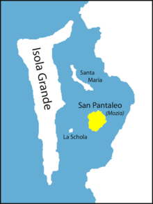 Map showing a small, central island