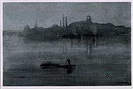 James McNeill Whistler - View of the Battersea side of Chelsea Reach, London, (lithograph), 1878