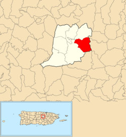 Location of Nuevo within the municipality of Naranjito shown in red