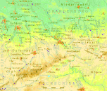 Sachsen topografisch mit den wichtigsten Landschaften, Flüssen und Städten