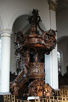 Pulpit at the Church of St Laurentius, Lokeren, Belgium
