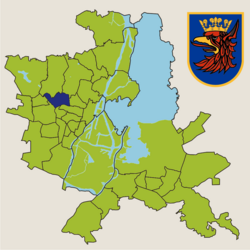 Location of Arkońskie-Niemierzyn within Szczecin