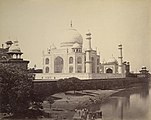 Photograph of the Taj Mahal from the river. Samuel Bourne, 1860.