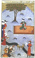 Timur's celebration of the conquest of Delhi in 1396, 1436 copy of the Zafarnama.