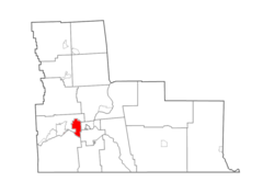 Map highlighting Johnson City's location within Broome County.