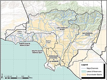 Streams and watersheds of Los Angeles County, California, including Ballona Creek