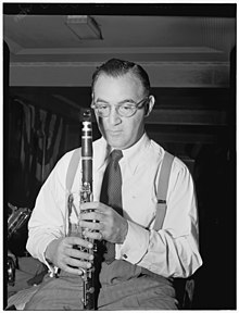 A photograph of Benny Goodman at a restaurant, pictured in July 1946.