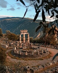 Ancient Greek Doric columns of the Tholos of Delphi, Greece, c.375 BC[17]