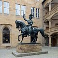 Reiterstandbild Bronze Statue, Eberhard im Bart, Innenhof im Alten Schloss Stuttgart
