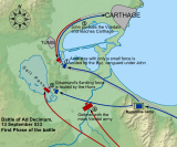 First phase, the Byzantine advance parties defeat the Vandal flanking detachments.