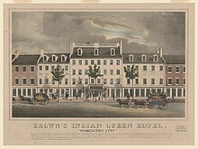 Brown's_Indian_Queen_Hotel,_Washington_City_North_side_of_Pennsylvania_Avenue_about_midway_between_the_Capitol_and_the_President's_House,_a_few_doors_east_of_the_Centre_Market_-_-_lithog._of_LCCN93506552