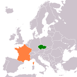 Map indicating locations of Czech Republic and France