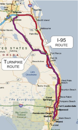 Florida Rail Enterprise map of the Orlando Miami route