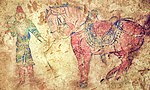 Shoroon Bumbagar tomb mural, Göktürk, 7th century CE, Mongolia.[2][4]
