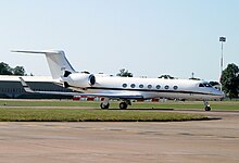 A US Navy C-37B Gulfstream of the type operated by VR-1, based at Joint Base Andrews.