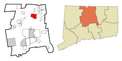 Windsor Locks' location within Hartford County and Connecticut