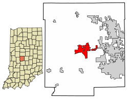 Location of Danville in Hendricks County, Indiana