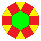 6 gleichseitige Dreiecke, 6 Quadrate und 1 regelmäßiges Sechseck