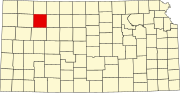 Map of Kansas highlighting Sheridan County