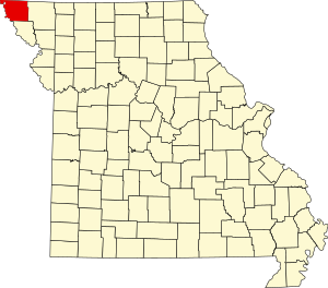 Map of Missouri highlighting Atchison County