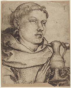Drawing of a Bust of a Monk Assisting at Communion