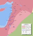 Map detailing the route of Muslim's invasion of central Syria.