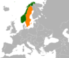 Location map for Norway and Sweden.