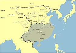 Southern Qi and its neighbors. They were bordered by the Northern Wei to the north.