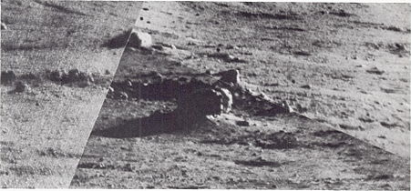 An area 350 meters northeast of the spacecraft, showing a large block about 5 meters across and 2 meters high