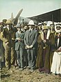 The Emir with Sir Herbert Samuel (centre) and T. E. Lawrence (left), Amman Airfield, 1921r