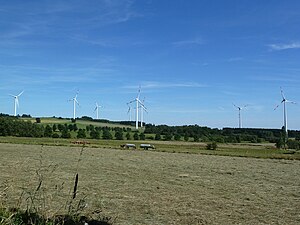 Ansicht des Windparks aus Richtung Hartmannshain (Westen)