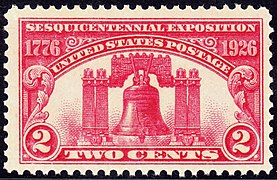 The Liberty Bell stamp, issued on the 150th anniversary of American independence in 1926