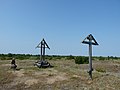 The memorial crosses on the site of Pustozyersk, placed where Avvakum was burned