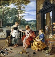 Jan Brueghel the Younger and Peter Paul Rubens, Christ in the House of Martha and Mary, 1628