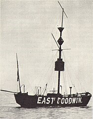 The East Goodwin Lightship in 1898, the first lightvessel to be equipped with wireless