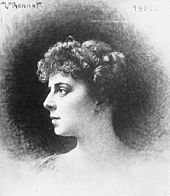drawing of profile head of youngish woman