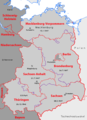Mecklenburg-Vorpommern within East Germany, black: 1947 border, red: 1990 border