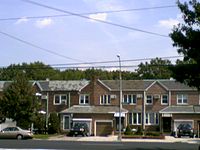 Brick row houses on Gerritsen Avenue
