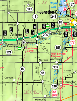 KDOT map of Dickinson County (legend)