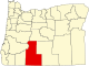 State map highlighting Klamath County