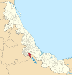 Map showing Tezonapa within Veracruz