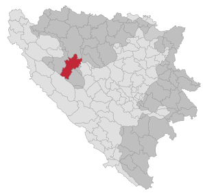 Lage der Gemeinde Mrkonjić Grad in Bosnien und Herzegowina (anklickbare Karte)