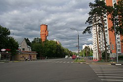Street view and water tower, Nekrasovka District
