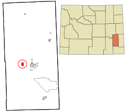 Location in Platte County and the state of Wyoming.