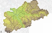 Geländemodell und Topographie des Rhein-Sieg-Kreises mit Gemeindegrenzen (zusammengestellt mit QGIS aus offenen Geodaten das Landes Nordrhein-Westfalen)