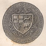 Seal of Vytautas the Great with Vytis and coats of arms of his ruled lands, 1404 (1841)