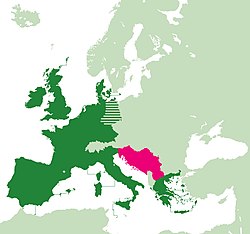 Map indicating locations of European Economic Community and Yugoslavia