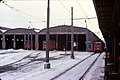 Ankommender Stadtbahnzug im Jänner 1979, links der damalige Betriebsbahnhof