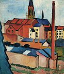 St. Mary's with houses and chimney (Bonn), 1911, Kunstmuseum Bonn