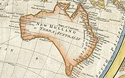 Tropic of Capricorn as it runs through Australia in the 1794 Dunn Map of the World